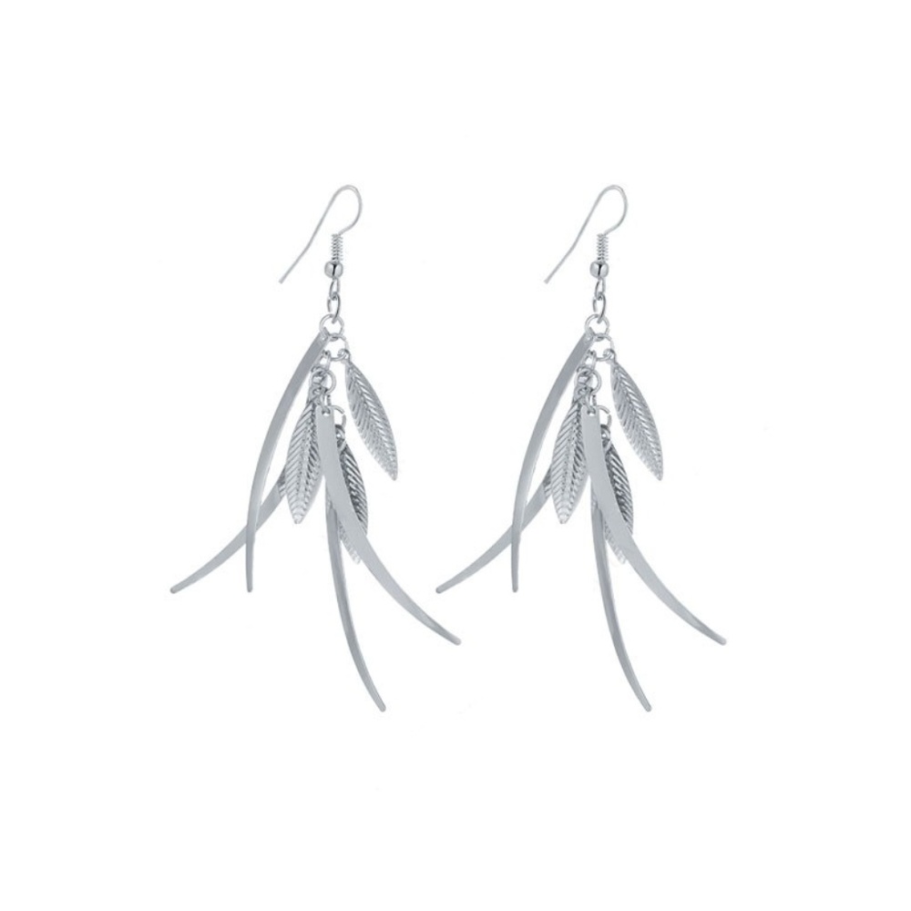 ❤️4 for $20 Sale❤️Silver Feather Dangle Earrings - Picture 1 of 6